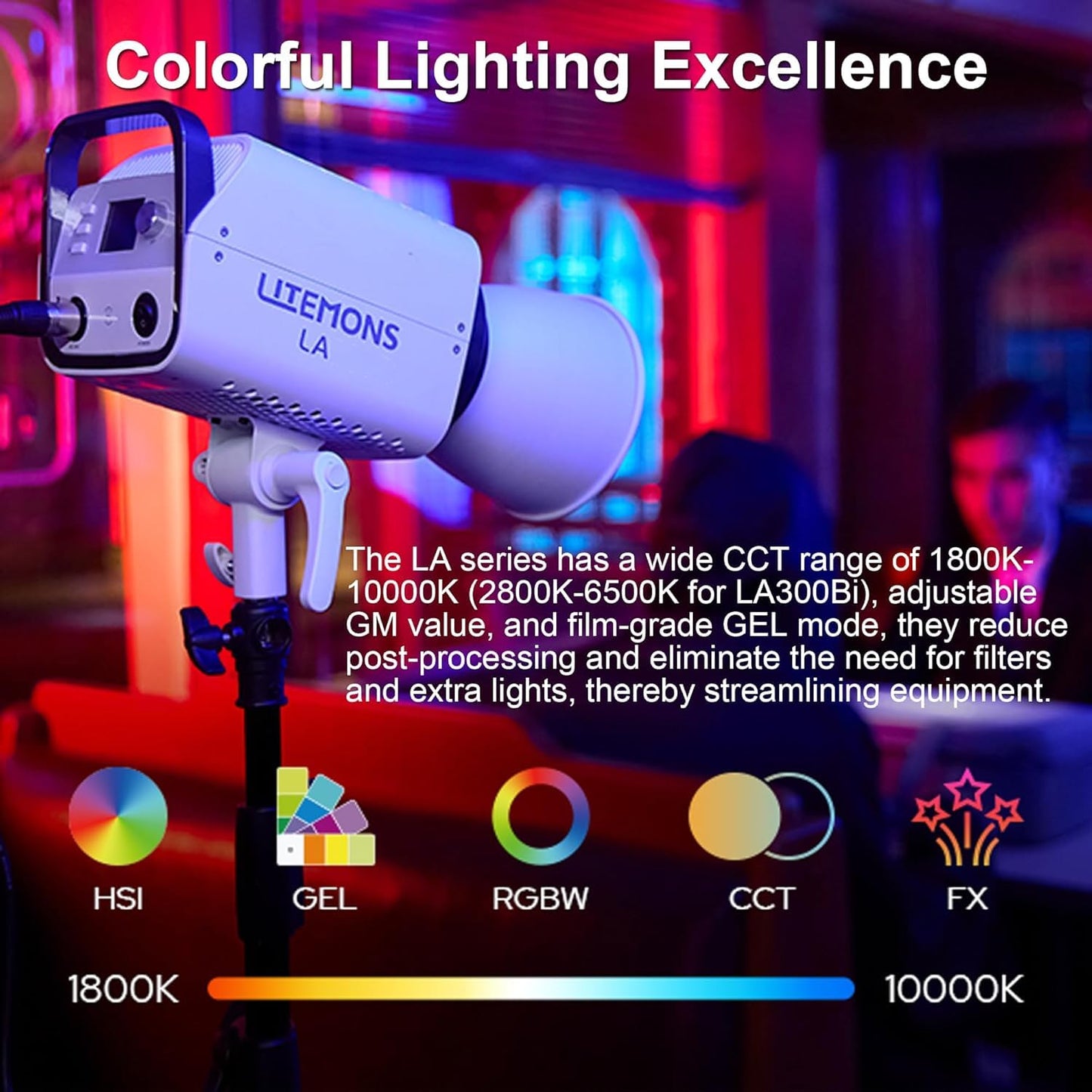 Godox LA300R RGB LED Video Light with Carry Bag, 330W 102000Lux@1M Studio Bright Light, 1800K-10000K Bowens Mount RGB LED Light with 14 FX Effects 0-100% Dimming for Videoregraphy