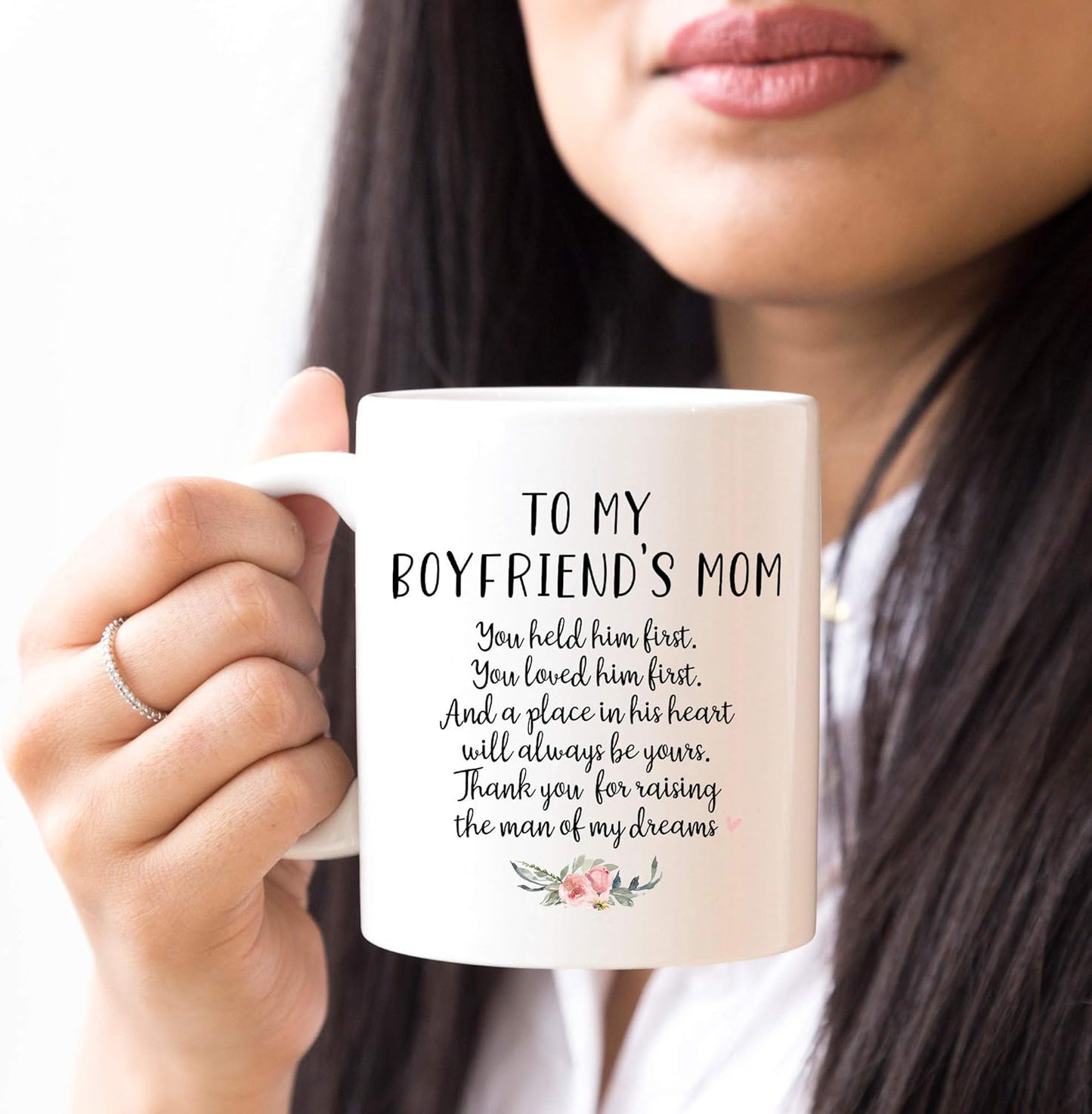 YouNique Designs To My Boyfriends Mom Mug, 11 Ounces, Boyfriend Mom Coffee Mug from Girlfriend (White)