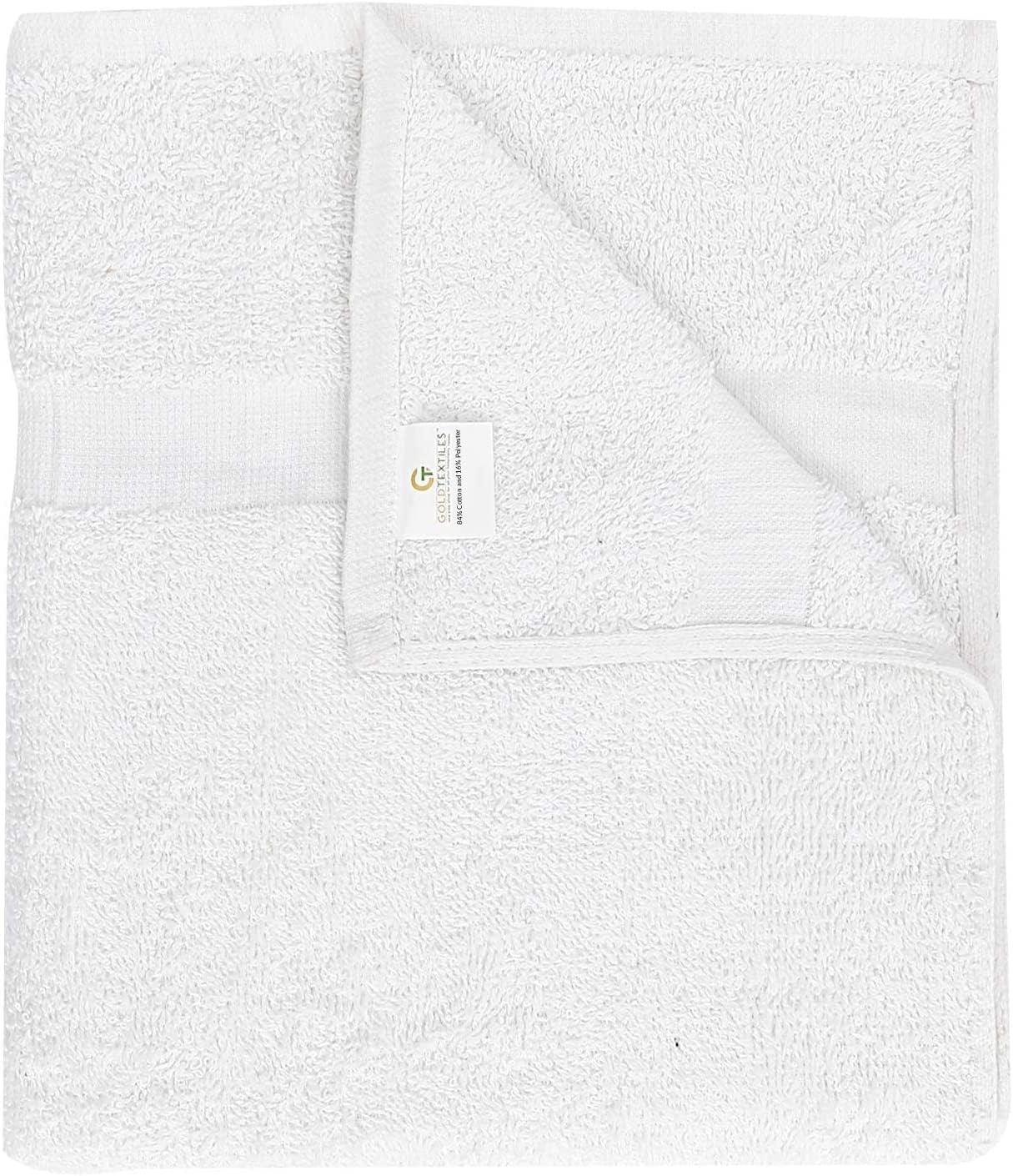 12 Pack (22x44 Inches) GOLD TEXTILES Bulk Bath Towels White Economy Light Weight Easycare