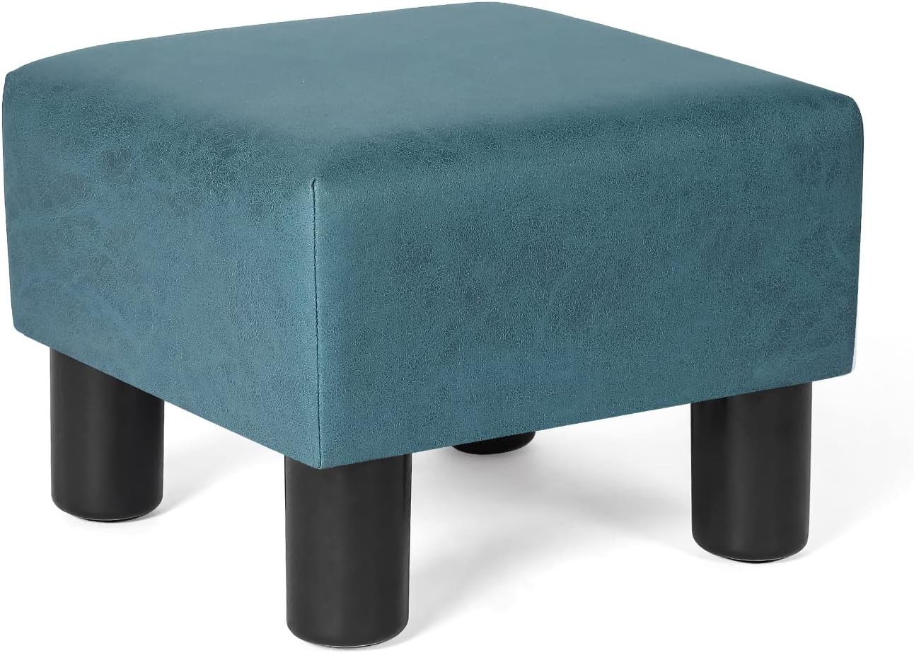 13" Homebeez Small Footstool Leathaire Fabric Ottoman Footrest Modern Home Living Room Bedroom Square Stool with Padded