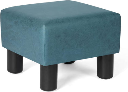 13" Homebeez Small Footstool Leathaire Fabric Ottoman Footrest Modern Home Living Room Bedroom Square Stool with Padded