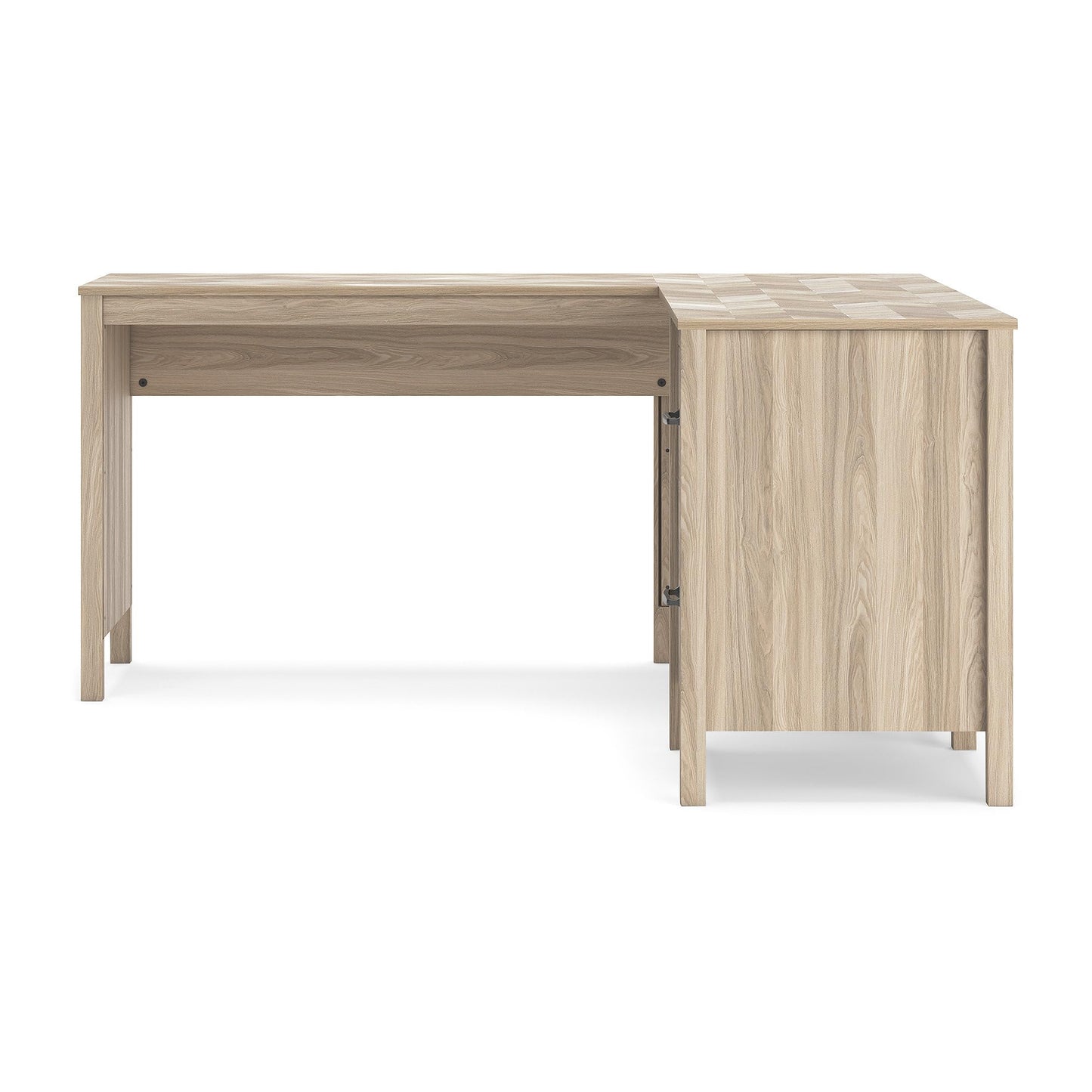 Signature Design by Ashley Battelle Scandinavian 60" Home Office Desk with Return, Drawer and Cabinet, Light Brown