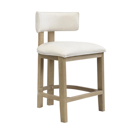 Christopher Knight Home Minso Wooden Counter Height Bar Stools Set of 2, Comfy Upholstered Barstools with Backrest/Footrest, Counter Stool for Kitchen Island/Home Bar Table, Light Ash + Beige