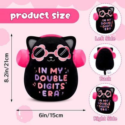 LSYDCARM 10 Year Old Girl Gifts, in My Double Digits Era Black Cat Plush for 10th Birthday, Black Cat Stuffed Animal Birthday Gifts for 10 Year Old Girl