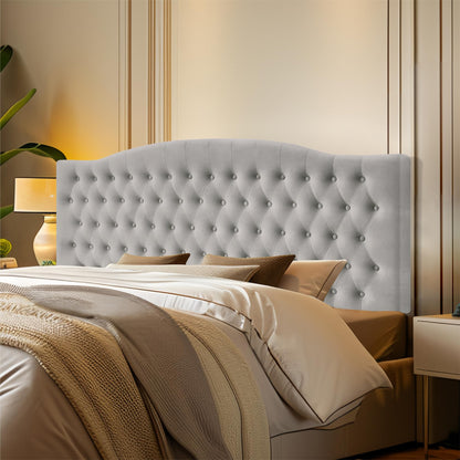 Furpopup Velvet Upholstered Headboard King/Cal King Size Latest Model Wall Mount, Bed Frame Mount, Featuring High-Density Sponge Padding, Luxury Texture Easy Assembly and Style-Silver Gray