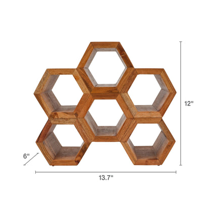 Gourmet Basics by Mikasa Amara Honeycomb 6 Bottle Acacia Wood Wine Rack, 13.7 x 6 x 12 Inch