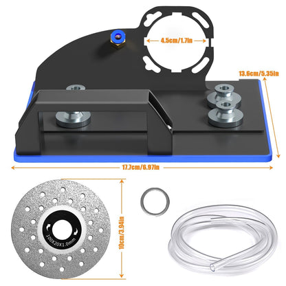 Angle Grinder Stand for Tile 45° Chamfer Cutting Tile Chamfering Tool with 3 Saw Blades 2 Meter Long Hose & Gloves 100 -Type Angle Bracket Grinder Holder for Ceramic Stone Cutting(Black)