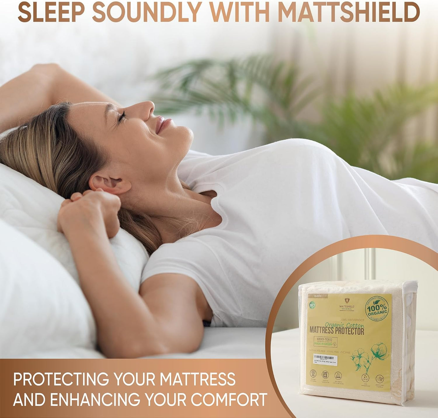 Deluxe Waterproof Organic Mattress Protector Twin - Certified Organic Cotton, Breathable Mattress Pad Cover