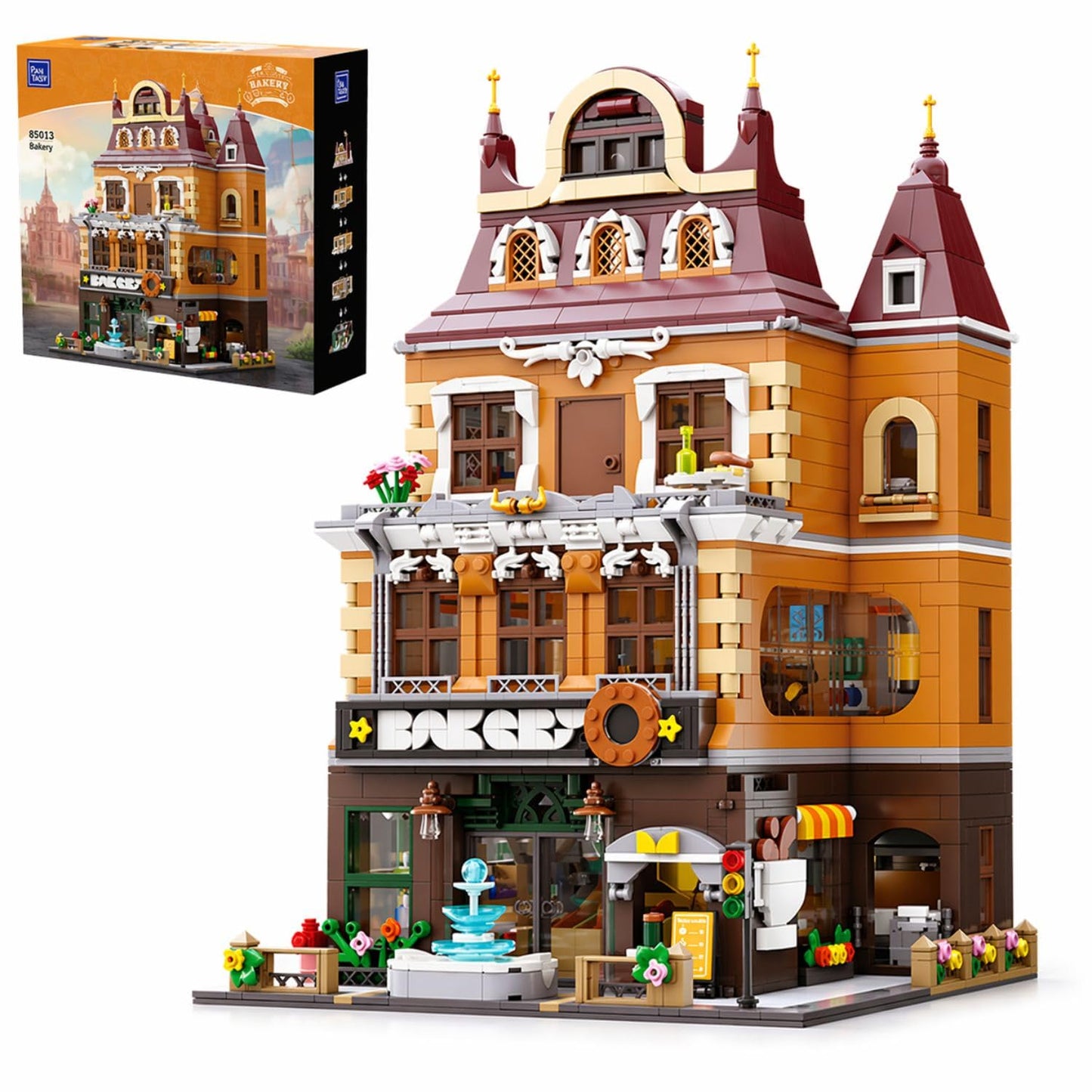 PANTASY European Bakery Building Kit-Landmark Construction Set for Adults & Teens, Featuring a Bakery, Gym, Living Quarters, and Sky Garden
