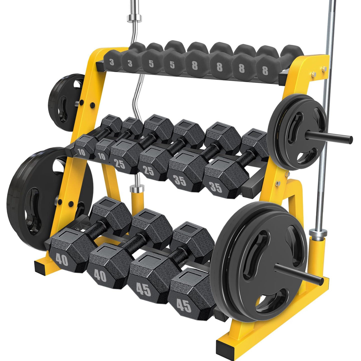 Kipika Heavy Duty 3 Tier Dumbbell Rack Multifunctional, Weight Rack for Dumbbells, Home Gym Equipment, Suitable for Storage of Dumbbell, Barbell Plate, Barbell Bar