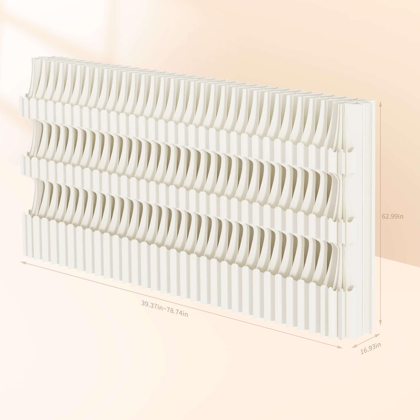 Paper Room Divider with Shelves Folding Room Divider Portable Room Partition Foldable Temporary Wall Retractable Folding Screen for Home, Office, Studio, Exhibition