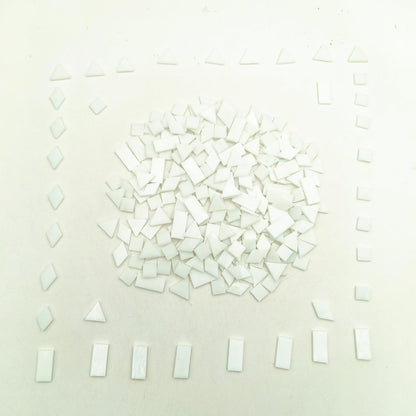4 Shapes Mixed Glass Mosaic Tiles,Square+Diamond+Triangle+Rectangle 220 PCS Stained Glass Mosaic Pieces for Handmade Art Crafts and Home Decoration (White)