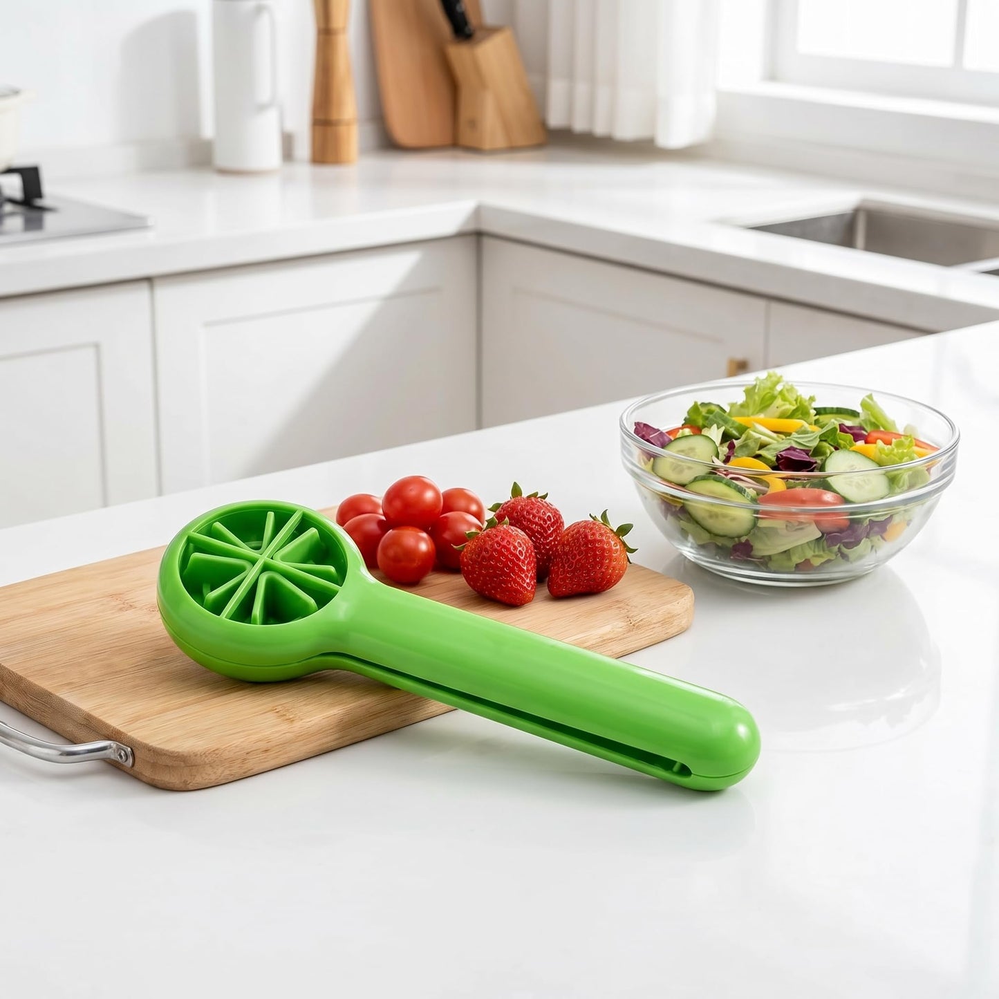 Grape Cutter Tool, Grape Tomato Cherry Strawberry Slicer, Quick & Easy Fruit Slicer Kitchen Gadget (1)