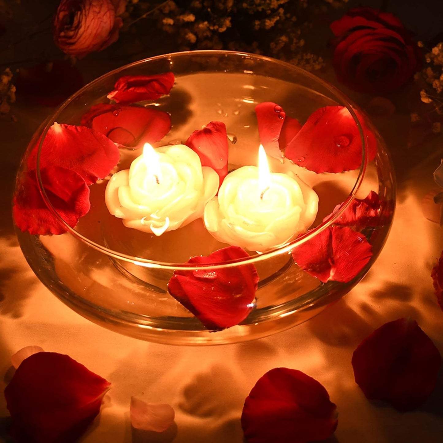 Zest Candle 12-Piece Floating Candles, 3-Inch, Ivory Rose