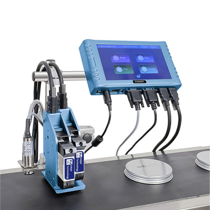 Eurannit Automatic Inkjet Coding Machine for Production Line, Thermal Inkjet Printer 260E with 7”Touchable Screen for Date/Batch/QRCode/Barcode/Logo etc (2 Nozzle / 1 in)