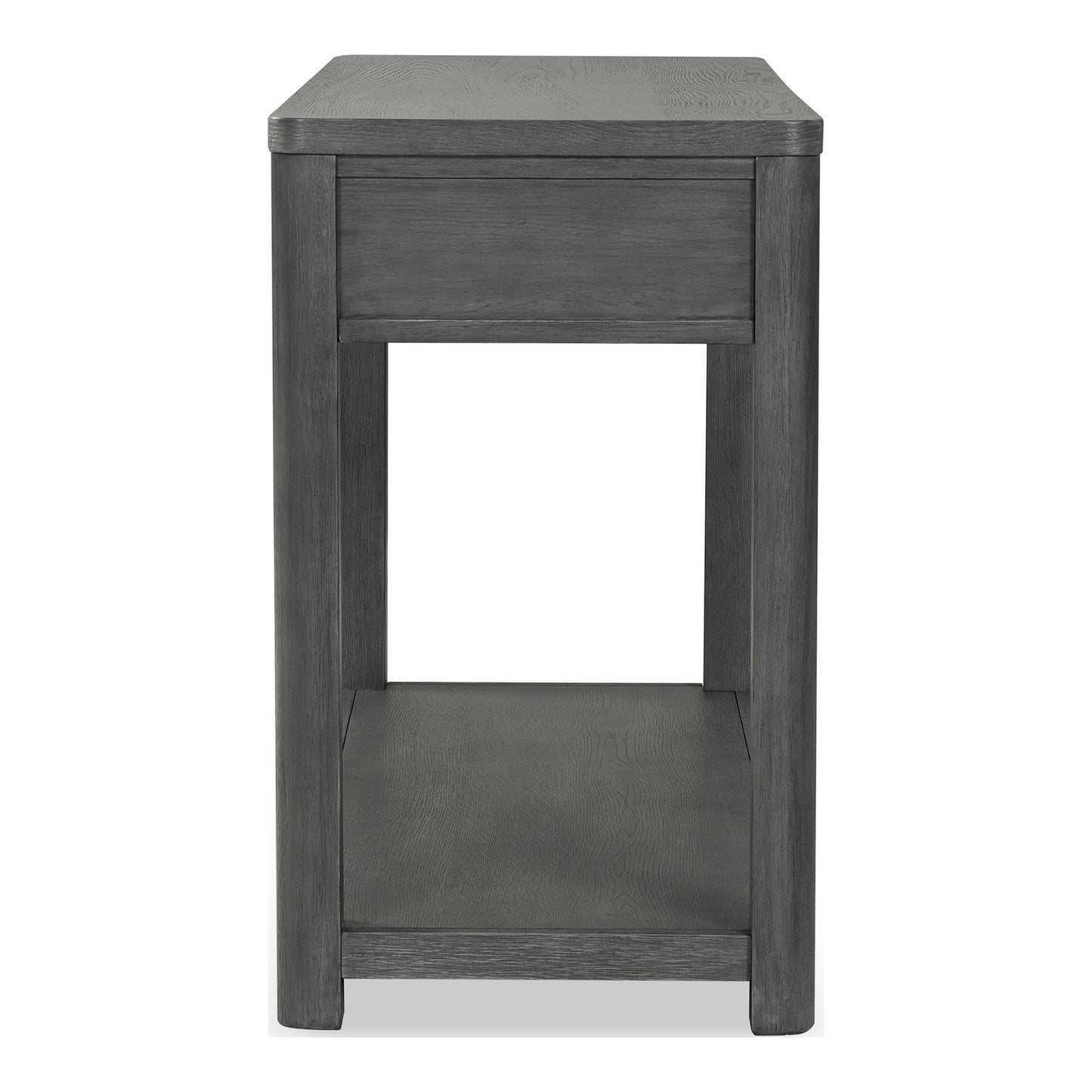 Furniture of America Selyra Modern Contemporary Solid Wood 48-inch Sofa Table with Dented Stainless Steel Accents, Wire Brush and Drawer on Ball-Bearing Glides for Living Room, Ash Gray