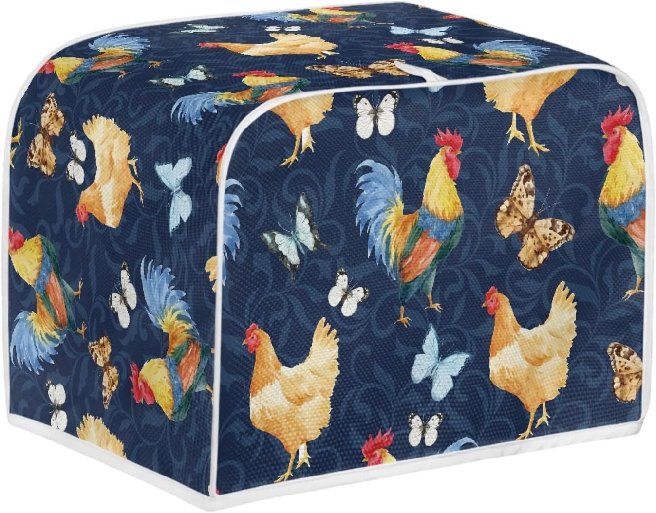 Washable Toaster Dust Cover, 4 Slice Chicken Rooster Decorative Cover, Kitchen Appliance Protector, Fingerprint