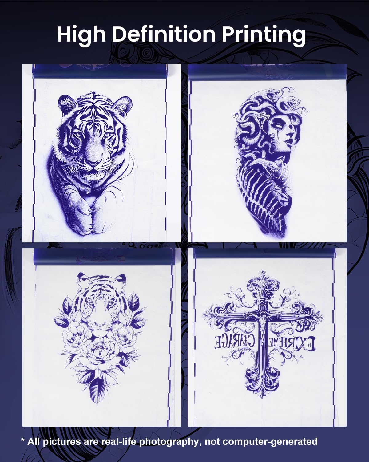 Phomemo Premium Tattoo Transfer Paper - 100 Sheets of Professional Stencil Paper for Tattooing, A4 Size Tattoo Thermal Transfer Paper for DIY Designs - Tattoo Kit for Tattoo Artist (100PCS)