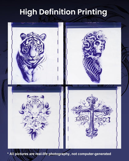 Phomemo Premium Tattoo Transfer Paper - 100 Sheets of Professional Stencil Paper for Tattooing, A4 Size Tattoo Thermal Transfer Paper for DIY Designs - Tattoo Kit for Tattoo Artist (100PCS)