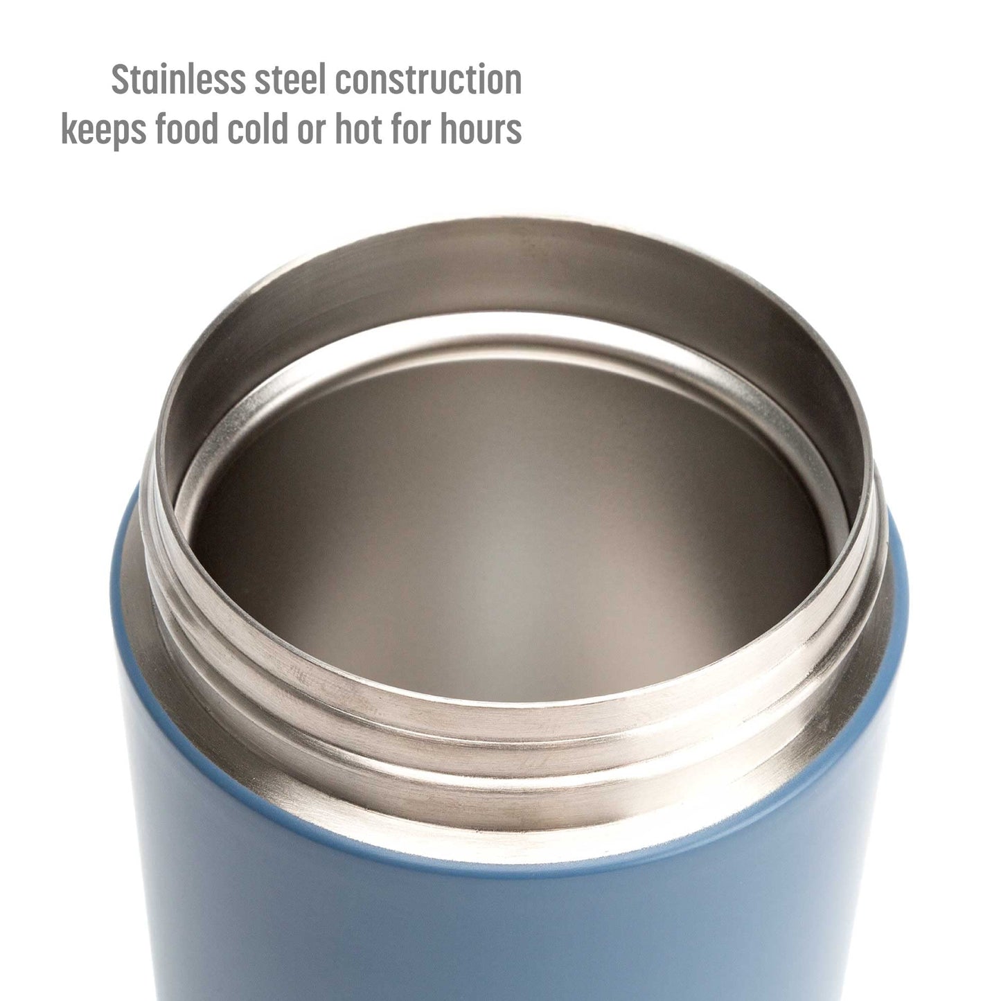 Goodful Stainless Steel Food Jar, Double Wall Vacuum Sealed Insulated Food Storage Container with Carry Handle Lid, 16-Ounce, Deep Blue