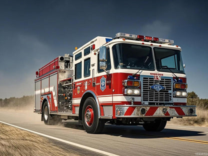 YEEIFFD Fire Engine Truck Diamond Art DIY Kits Stitch Diamond Painting Paint by Diamonds 5D Full Round Drill Gem Art for Beginners Home Office Living Room Bedroom Decor 12x16 Inch