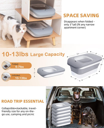DDMOMMY 10-13 Lbs Dog Food Stroage Container, Collapsible Dog Food Containers with Airtight Lid, Pet Food Scoop and Silicone Dog Bowl, Pet Food Storage Container Dry Food for Dog, Cat and Other Pets