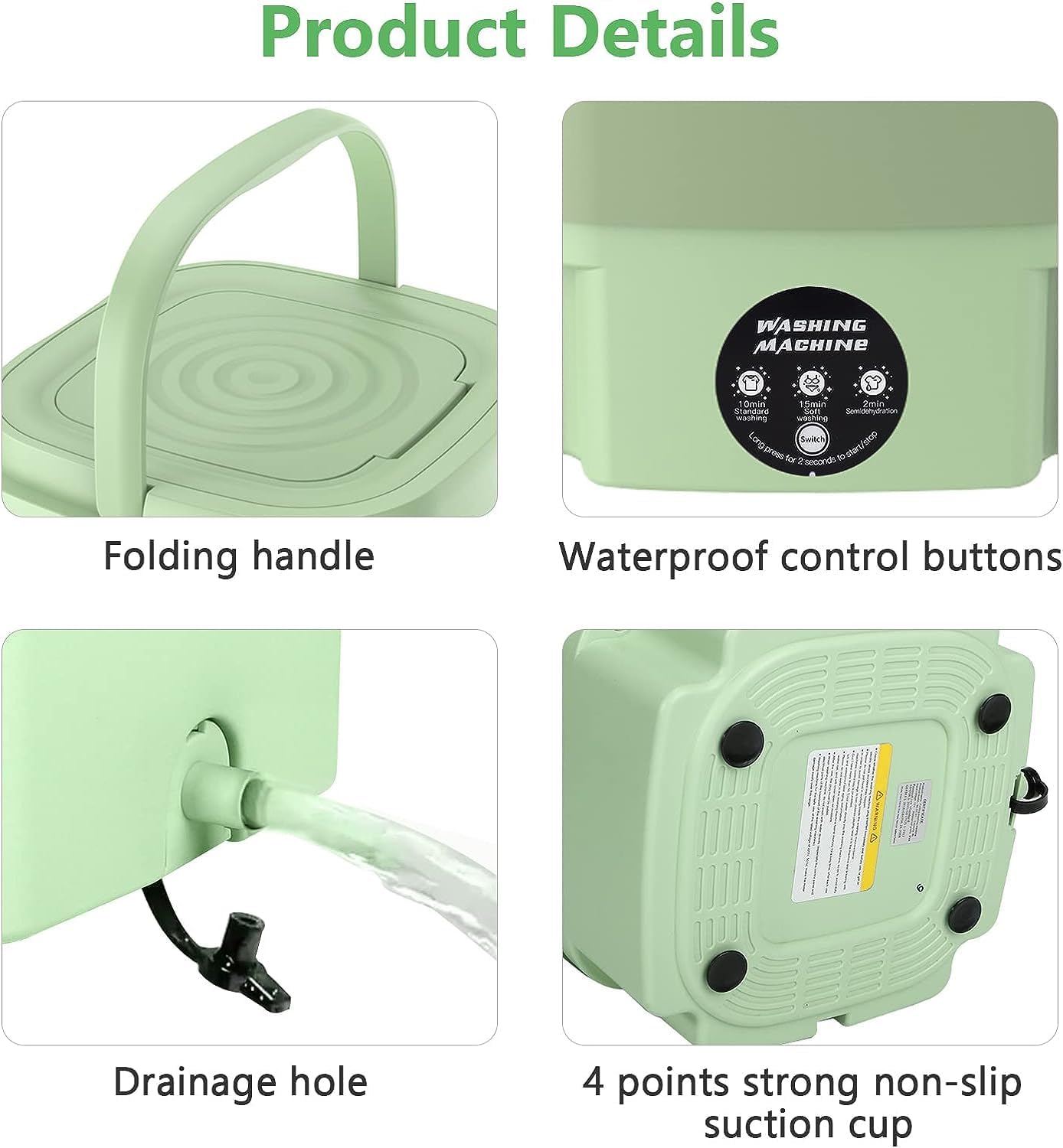 MacLehose Mini Portable Washing Machine, Mini Washer and Dryer Combo, 9L, Foldable for Baby Clothes, Underwear, Socks,