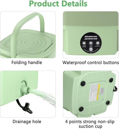 MacLehose Mini Portable Washing Machine, Mini Washer and Dryer Combo, 9L, Foldable for Baby Clothes, Underwear, Socks,