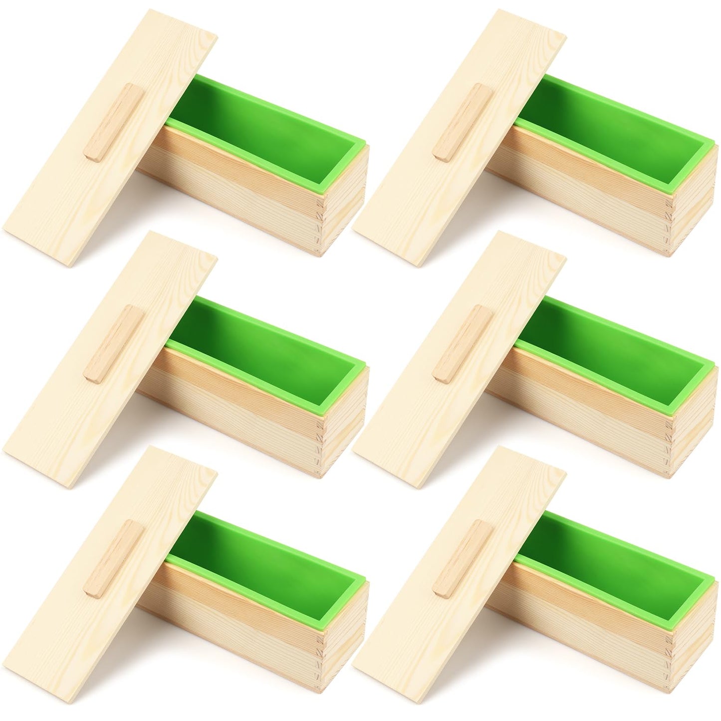 6 Pack 42 oz Soap Loaf Moldes, Soap Moldes for Soap Making with Wooden Boxes, Soap Bar Moldes Can Be Used for Homemade Soap Produce, Soap Making, Ideal Size and Large Capacity