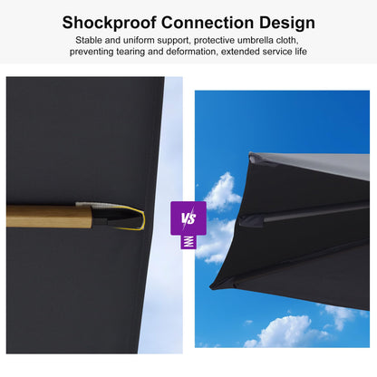 PURPLE LEAF 12FT Patio Umbrella Square Cantilever Umbrella Teak Finished Aluminum Frame Large Windproof Offset Outdoor Sun Umbrellas for Beach Pool Deck, Navy Blue