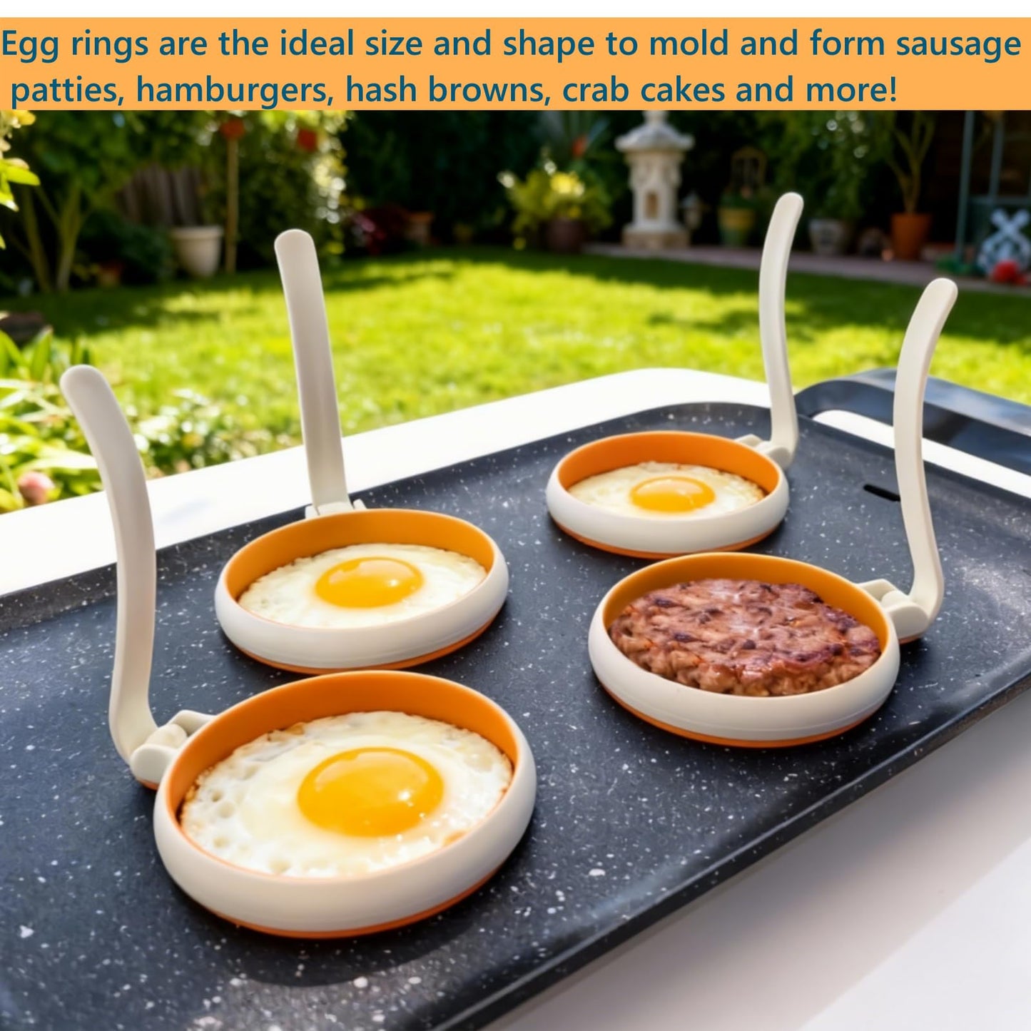 Silicone Egg Rings Set, 4-Pack Round Nonstick Mold for Fried Eggs, Pancakes, Breakfast Sandwich