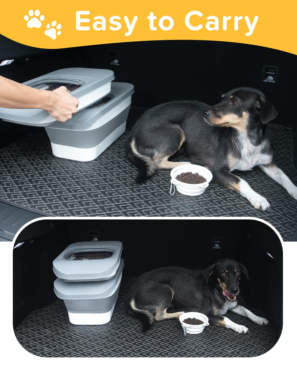 DDMOMMY 10-13 Lbs Dog Food Stroage Container, Collapsible Dog Food Containers with Airtight Lid, Pet Food Scoop and Silicone Dog Bowl, Pet Food Storage Container Dry Food for Dog, Cat and Other Pets