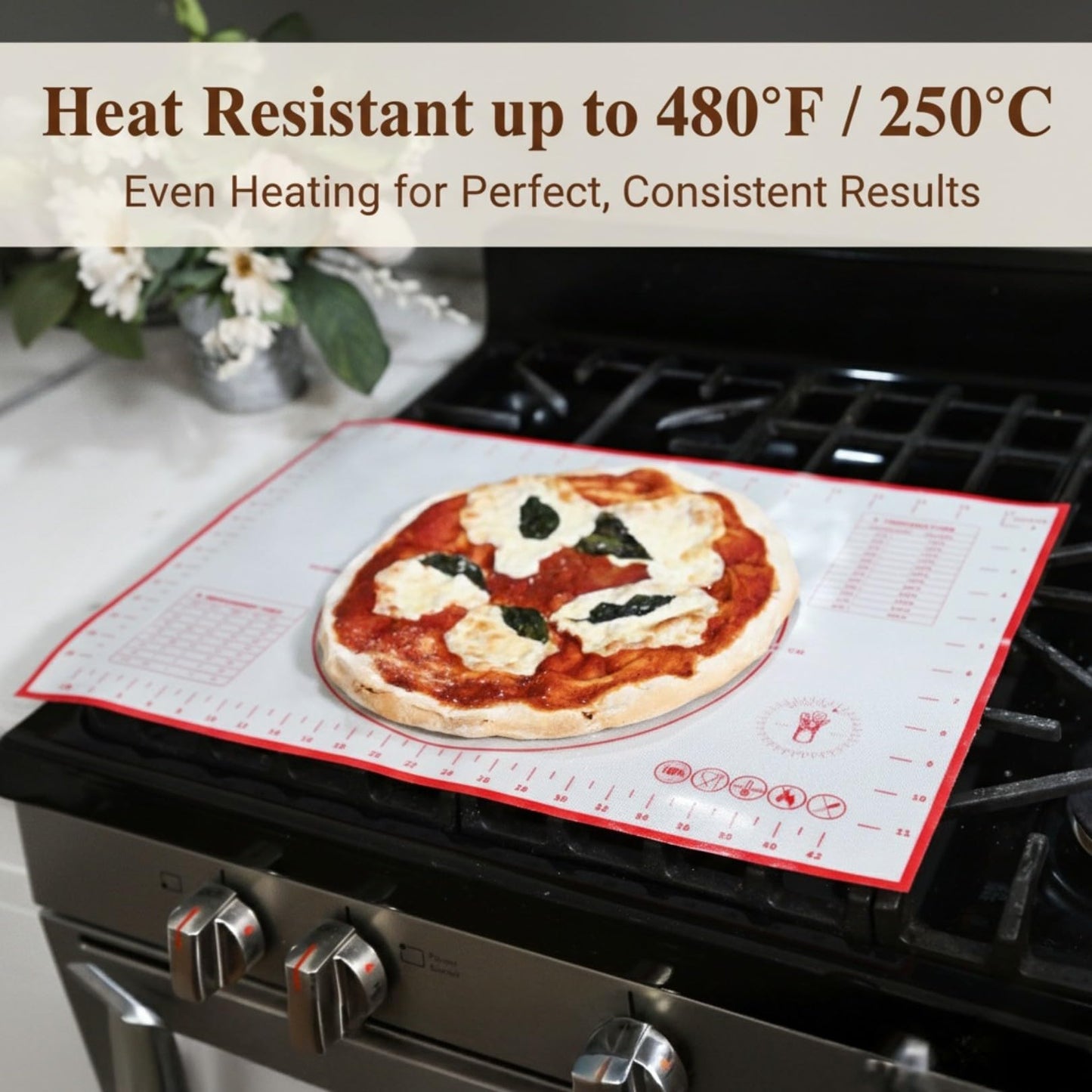 Silicone Baking Mat, Non-Stick Pastry & Dough Mat with Guides, Half Sheet Silicone Mat for Baking & Kitchen Counter, Baking Supplies, 11"x16" (Pack of 4)