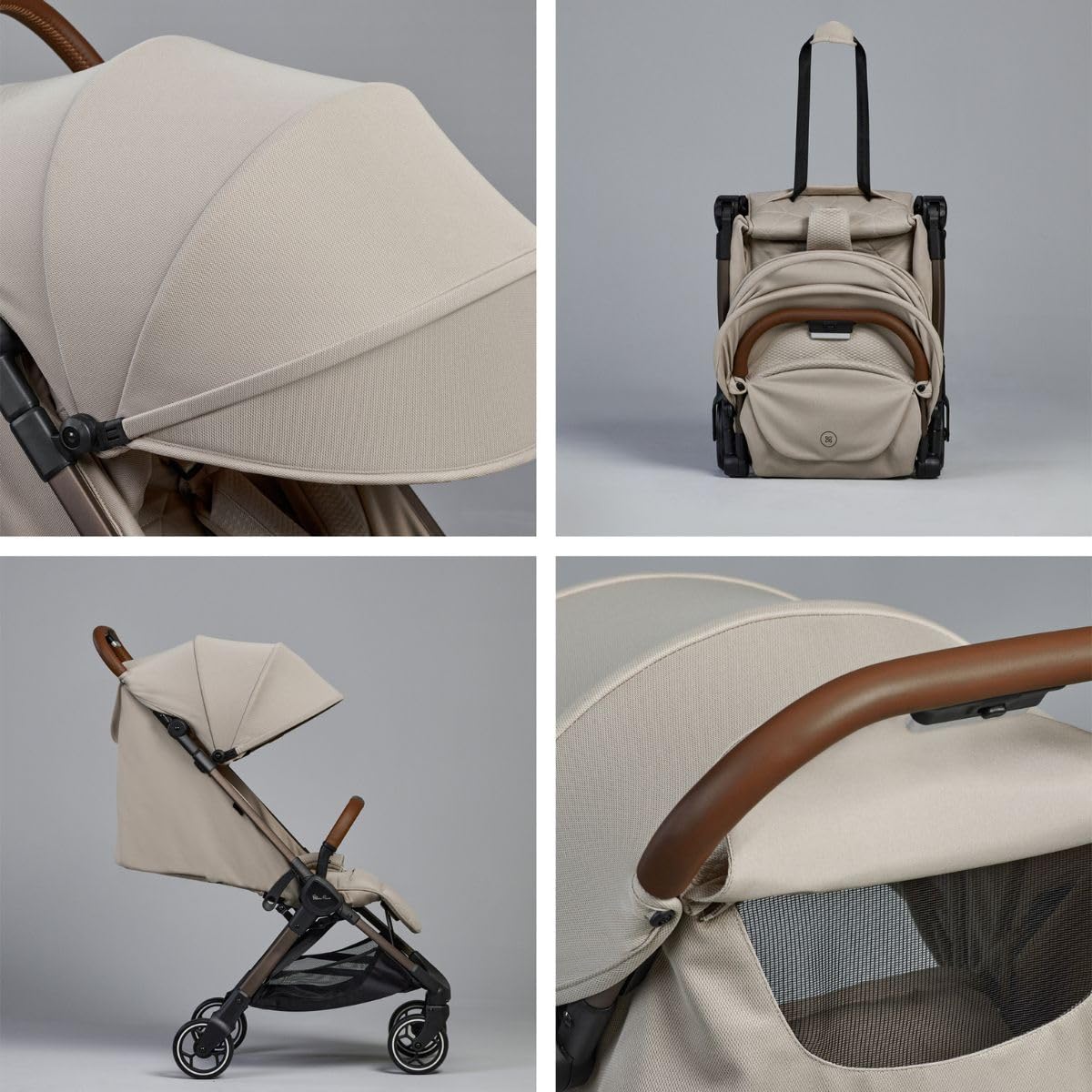 Silver Cross Clic Compact Travel Stroller – (Latte) – Lightweight Baby Stroller for Airplane Travel – One-Hand Fold, Lie-Flat Infant & Toddler Seat – Birth to 55 lb