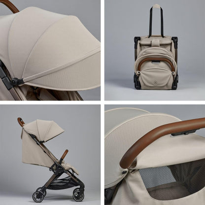 Silver Cross Clic Compact Travel Stroller – (Latte) – Lightweight Baby Stroller for Airplane Travel – One-Hand Fold, Lie-Flat Infant & Toddler Seat – Birth to 55 lb