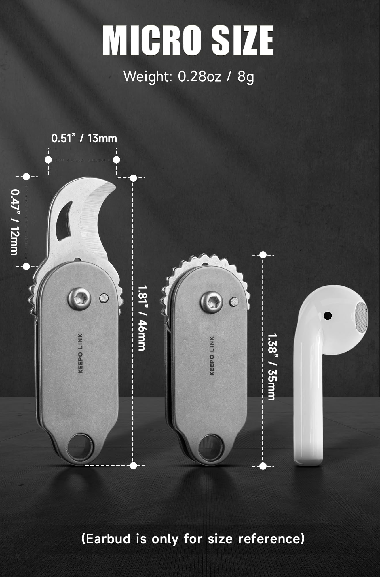KEEPO LINK Mini Titanium Pocket Knife for Everyday Use – Razor-Sharp Versatile Blade, Small Folding Knife as an EDC Tool for Men (Gunmetal Grey)