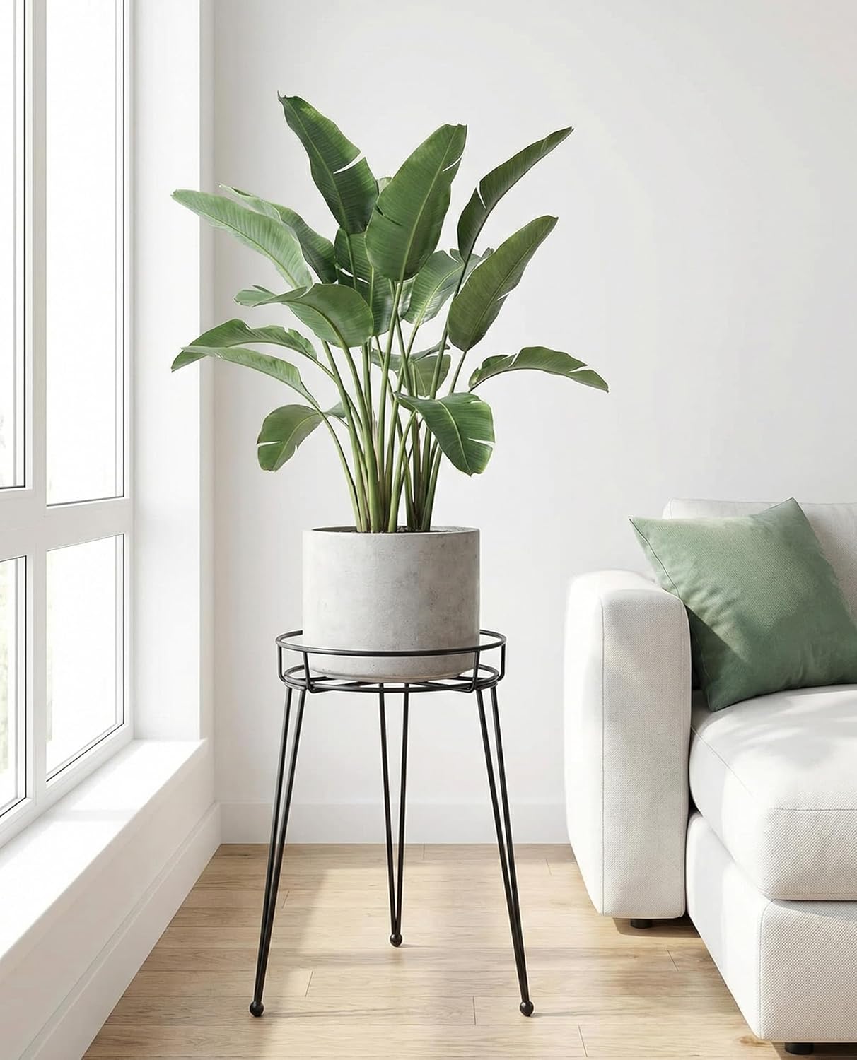 iLTreFlo 18.7 inches (18.7 inches Midcentury Modern Metal Potted Plant Stand Tall Flower Pot Holder Large Rustproof