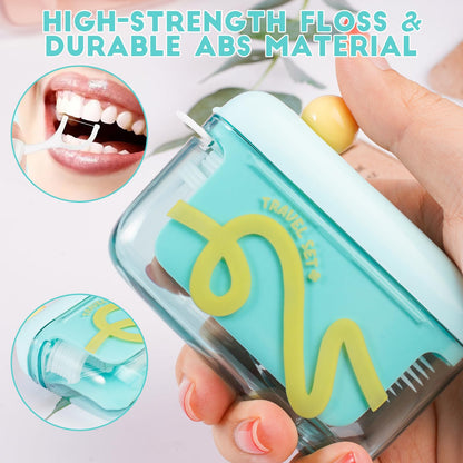 Travel Floss Picks Dispenser, 2026 New Automatic Pop-up Floss Pick Holder Case, Refillable Floss Organizer for Purse, Hygienic Dental Floss Storage Box with 50PCS Flossers for Home Dinning, Green