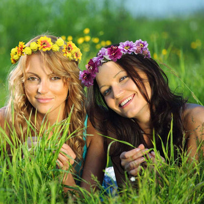 WUBOMJIO Flower Crowns Craft Kit, Make Your Own 12 PCs Floral Crowns Garland Handmade Arts and Crafts Kit, DIY Fairy Flower Headbands and Bracelets,Hair Accessories for Adult Women