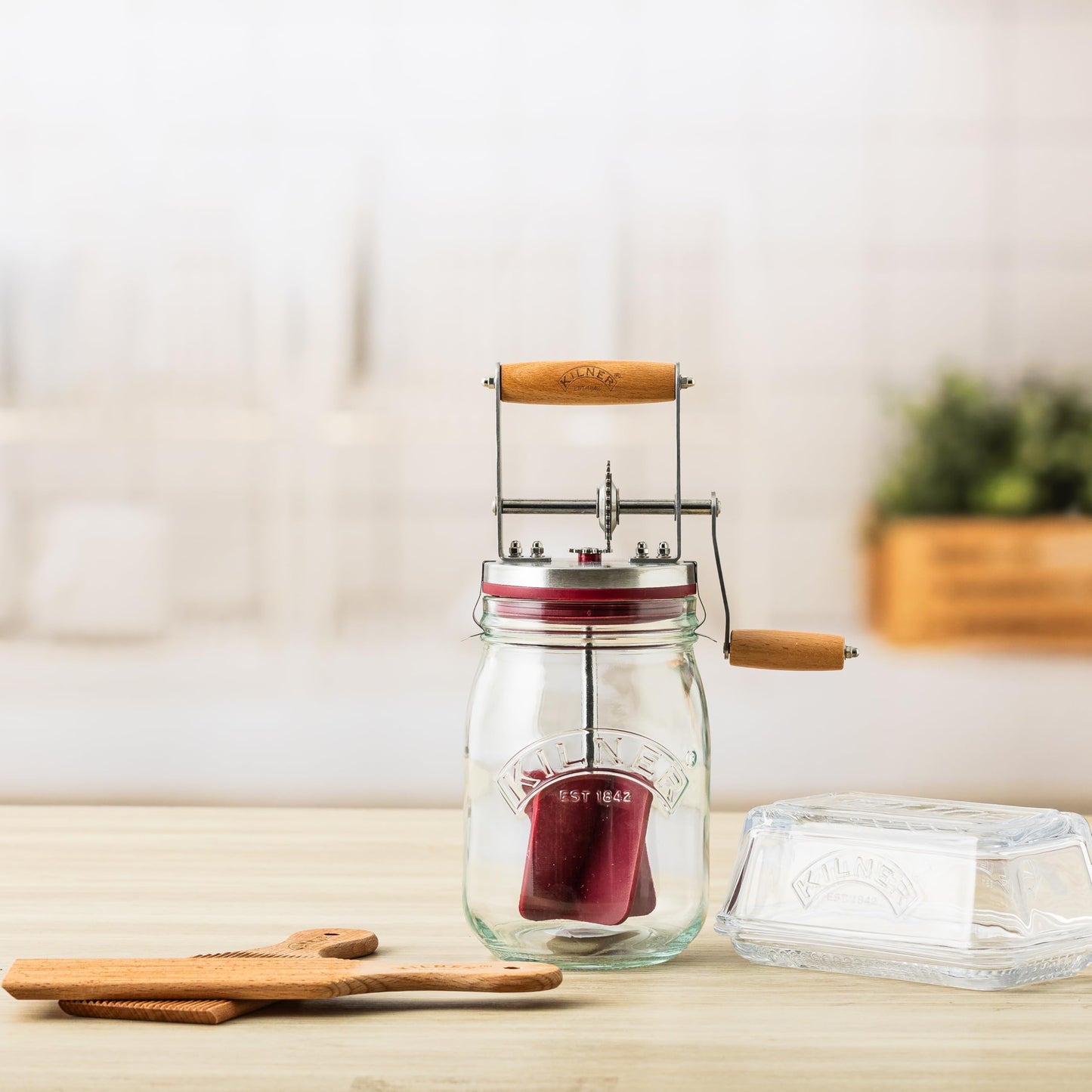 Kilner Vintage Glass Butter Churn; Delicious Homemade Butter in as Little as Ten Minutes; Large 34-Fluid Ounce Capacity Butter Churner, 1 EA