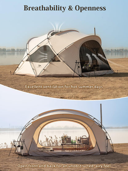 TOMOUNT Canvas Bell Tent with Stove Jack, 2-4 Person Use for Family Camping Glamping Yurt Tent 4 Seasons
