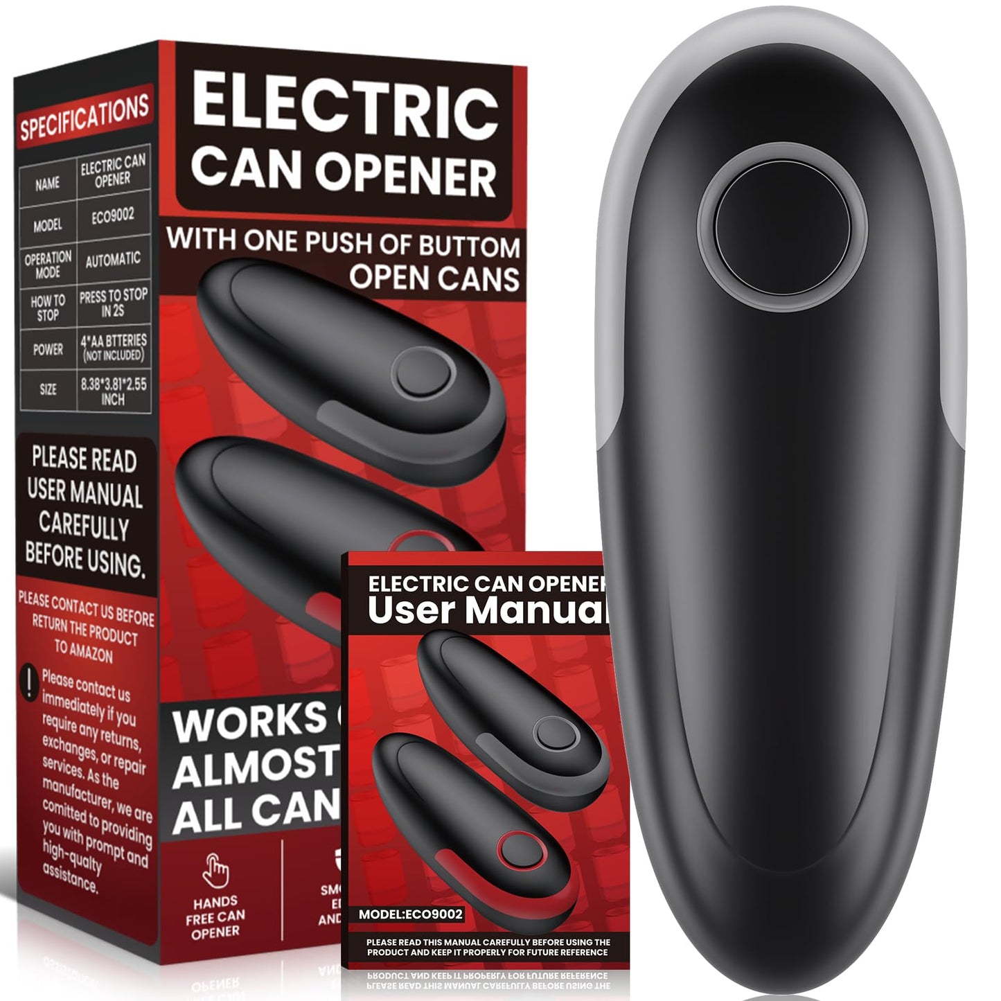 One Touch Electric Can Opener Fits All Can Sizes