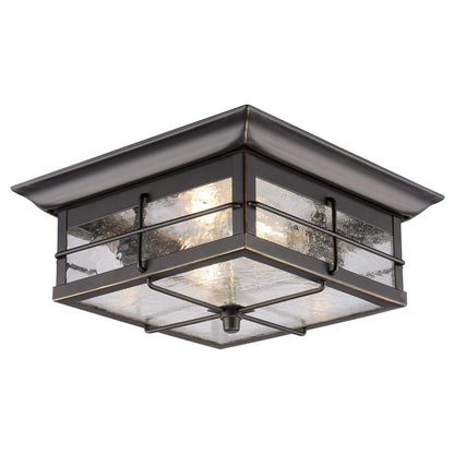 Westinghouse 6578400 Orwell 2 Light Outdoor Flush Mount Fixture in Oil Rubbed Bronze and Clear Glass, 6578400