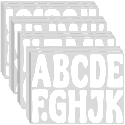300 PCS Letter Stickers Bulletin Board Letters 24 Sheets Large Alphabet Number Stickers Waterproof Vinyl Self-Adhesive Letters for Poster Board Mailbox Crafts Classroom Home Party Decor(White, 4 Inch)