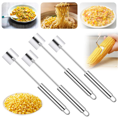 LemonRoad 4 Pcs Corn Cob Stripper, Long Handle Stainless Steel Stripping Tool, Corn on The Cob Remover, Fast and Safe, Suitable for Home Kitchens, Restaurant, Outdoor Bbqs Dining Enthusiasts