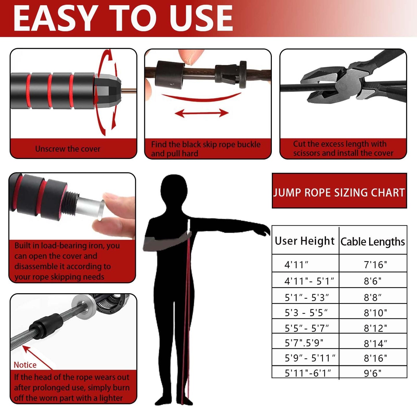 Adjustable Weighted Jump Rope, 9ft Long Tangle-Free Rapid Speed Jumprope for Exercise Calisthenics Fitness Jumping Skipping Double Dutch Boxing Crossfit, Workout Stuff for Women Men Kids Adult