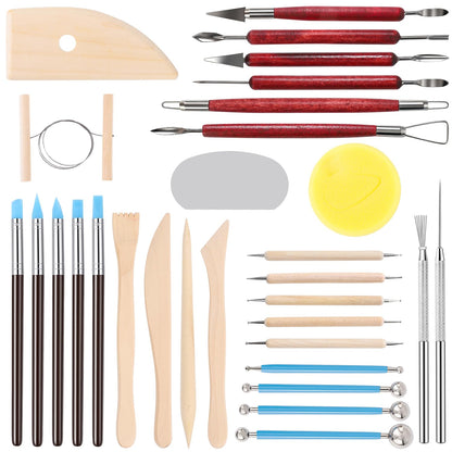 Tovotum Clay Sculpting Tools Kit 30PCS Ceramic Pottery Carving Tools Set for Beginners Expert Art Crafts Pottery Clay Tool