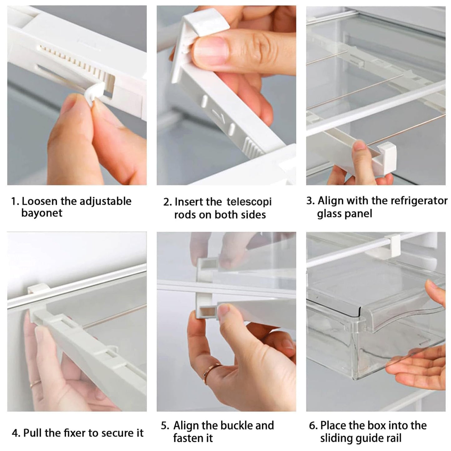 Yatmung 2 Pack Fridge Drawer Organizer - Egg Holder For Refrigerator Pull Out - Transparent Deli Drawer Organization Bin - Meat, Cheese - Sliding Storage Containers for Fridge Shelf Under 1.1"