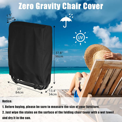 2Pcs 420D Black(96x84 cm2Pcs) Kovshuiwe Outdoor Zero Gravity Folding Chair Cover Waterproof, Folding Chair Storage