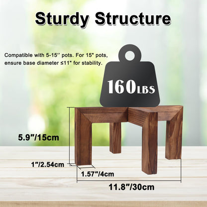 Vigordream Plant Stand, Indoor/Outdoor Wood Plant Holder, Single Flower Pot Stand, Sturdy Planter Stands, Fit 5-15 Inch Pots